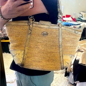 Coach bag. So awesome. Animal print with woven sides. So cool and original.